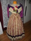 1860s Reproduction Floral Striped Evening Dress front