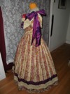 1860s Reproduction Floral Striped Evening Dress left