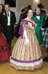 1860s reproduction floral stripe evening dress at PEERS dance January 2011