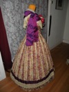 1860s Reproduction Floral Striped Evening Dress right