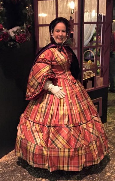 1860s Reproduction Red Plaid Daydress. Dickens Fair 2015. Photo by Vivien Lee.