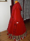 Reproduction Mid-Victorian Cloak/Coat red velveteen  left three quarter view