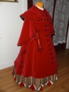Reproduction Mid-Victorian Cloak/Coat  red velveteen right three quarter view