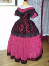 Burgandy/Red and Black Victorian Style Ballgown quarter view