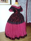 Burgandy/Red and Black Victorian Style Ballgown quarter view