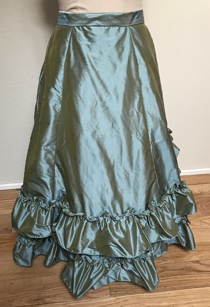 1870s Reproduction Blue Aqua Silk Underskirt Front. 