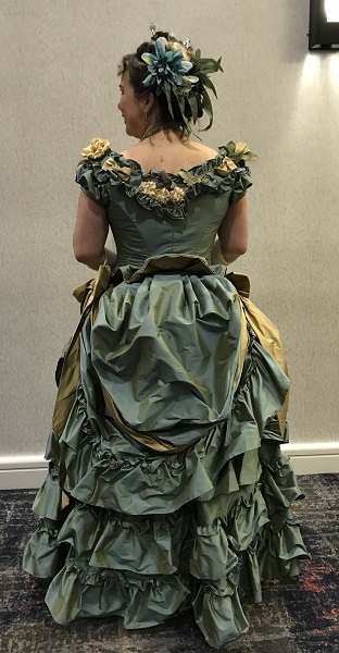 1870s Reproduction Blue Aqua Bustle Dresses at Costume College 2018 Gala.. 