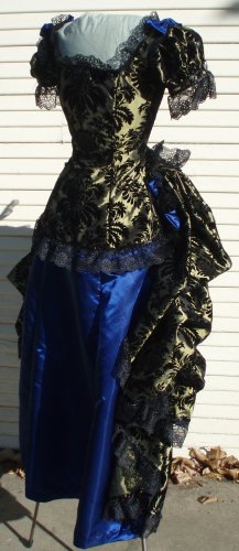 Green and Blue Bustle Dress