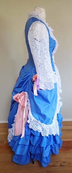 1880s Reproduction Blue Tissot Quiet Bustle Dress Right.