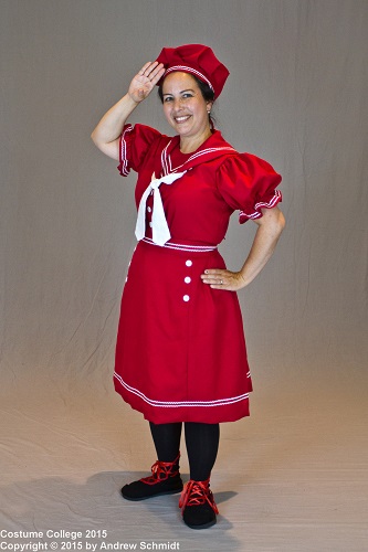 1890s Reproduction Bathing Costume Red. Photo by Andrew Schmidt.