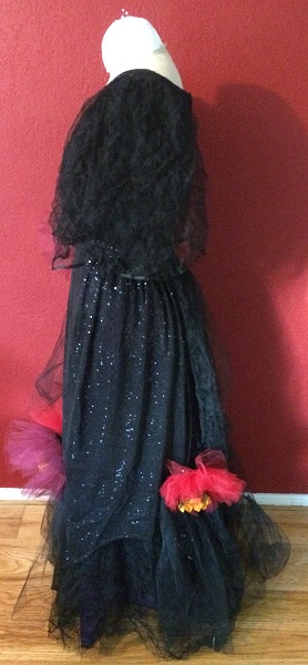 1890s Reproduction Black Tulle Ball Gown Dress Left. 