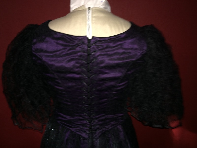1890s Reproduction Black Tulle Ball Gown Bodice Back 