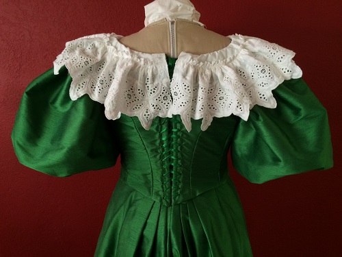 1890s Reproduction Green Ball Gown Bodice Back 