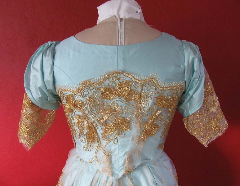 1890-1900s Reproduction Light Blue Ball Gown Bodice Back 