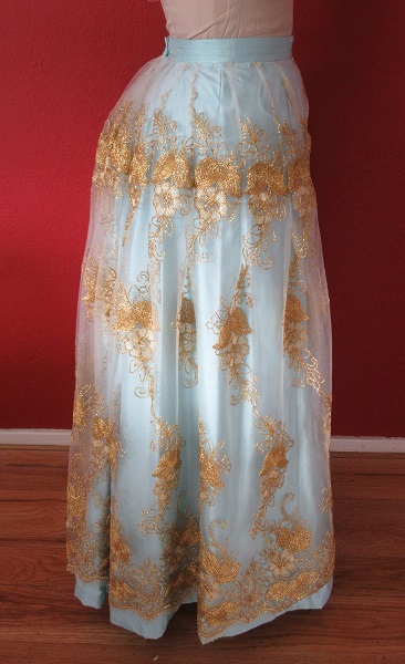 1890-1900s Reproduction Light Blue Ball Gown Skirt Right.