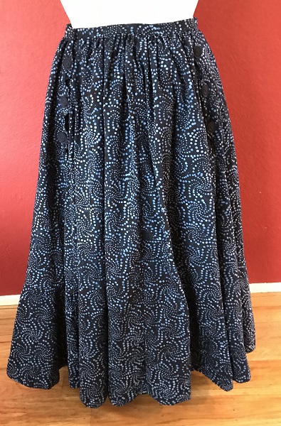 1900s Inspired Navy Blue Batik Skirt Back. 
