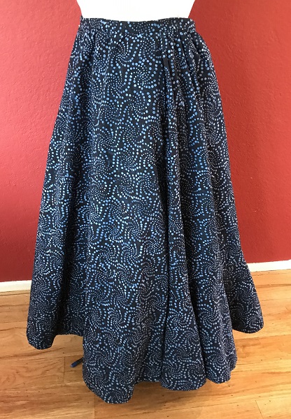 1900s Inspired Navy Blue Batik Skirt Front. 