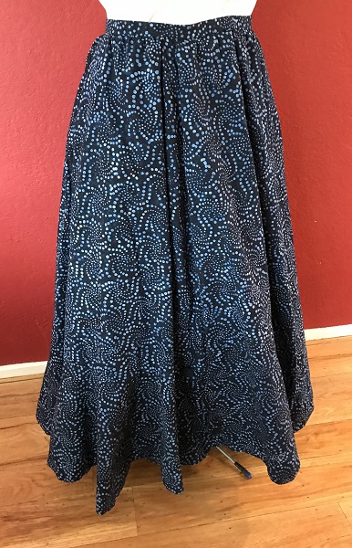 1900s Inspired Navy Blue Batik Skirt Right Quarter View 