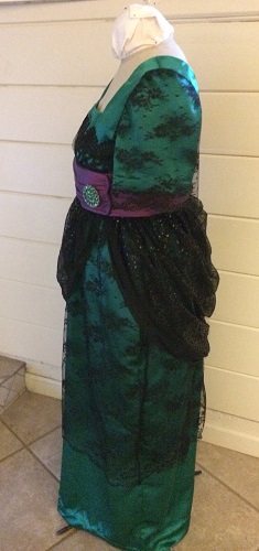 1910s Reproduction Green and Black Evening Dress Left