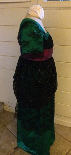 1910s Reproduction Green and Black Evening Dress Right