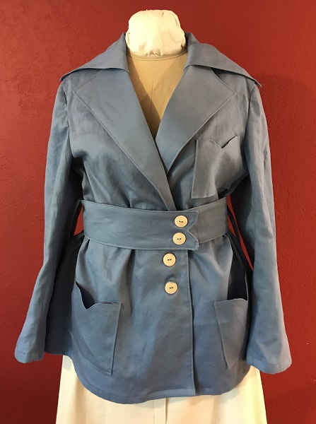 Reproduction 1916 Blue Suit Jacket Front. 