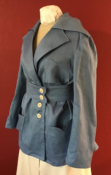 Reproduction 1916 Blue Suit Jacket Left Quarter View.