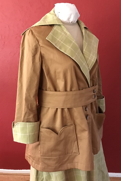 Reproduction 1916 Green Plaid Suit Jacket Right Quarter View 