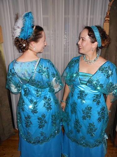 1910s reproduction evening dress blue twins
