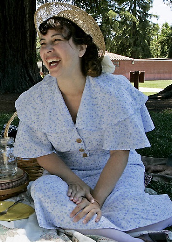 1930s reproduction day dress. Photo by Lauren of the Mercury News.