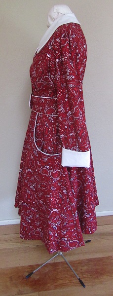 1950s Reproduction Western Swing Red Dog Dress Left. 