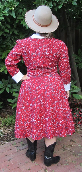 1950s Reproduction Western Swing Red Dog Dress Back.