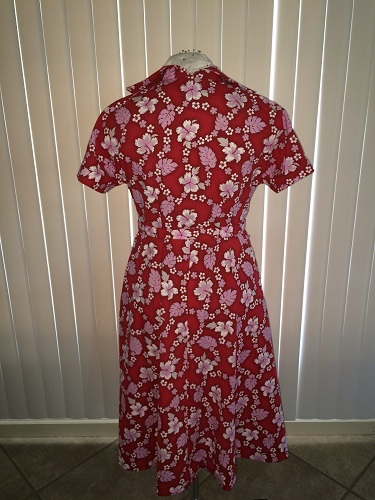 1950s reproduction retro Red Hawaiian Dress Butterick B6055 Back