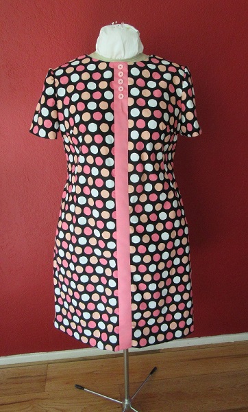 1966 Reproduction Simplicity 6395 Pink Polka Dot Dress Front