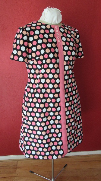 1966 Reproduction Simplicity 6395 Pink Polka Dot Dress Right 3/4 View
