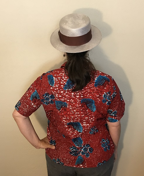 Butterick 6085 Misses' Red with Blue Porcupine Print Shirt Back