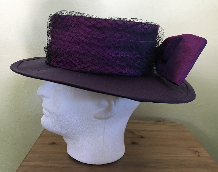 Reproduction Edwardian Purple Hat Butterick B6397 View C Left.