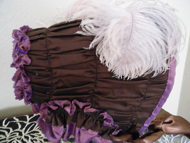 brown silk reproduction faux drawn bonnet