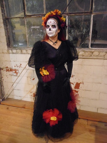 1890s Reproduction Black Tulle Ball Gown Dress. Day of the Dead.