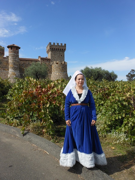 Reproduction Medieval Blue Velvet Dress.  