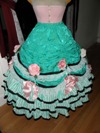 teal roses fancy dress skirt front view